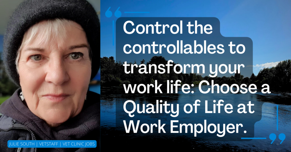 Control the Controllables quote by Julie South Good Employers Quality of Life at Work Employers Vet Jobs with VetStaff Leading Veterinary Recruitment Control the Controllables quote by Julie South Good Employers Quality of Life at Work Employers